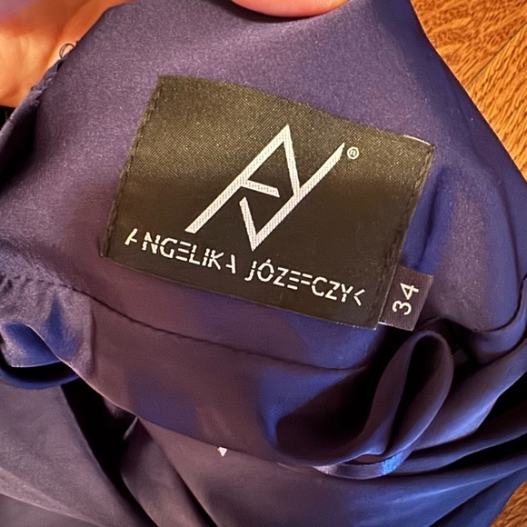 Angelika Jozefczyk Long Madi Blue Satin Dress - Black Tir Gown - Originally $420 - Picture 4 of 4